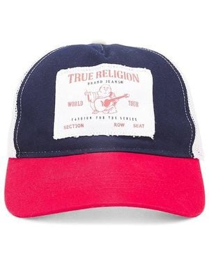 True Religion Frayed Edge Buddha Trucker Hat - Pink