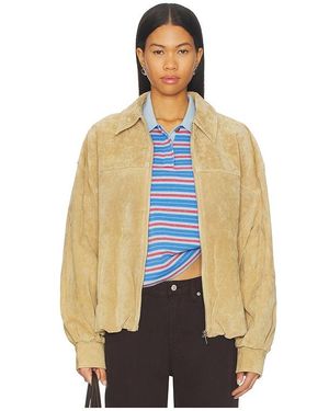WeWoreWhat X Premium Suede Bomber Jacket - Blue