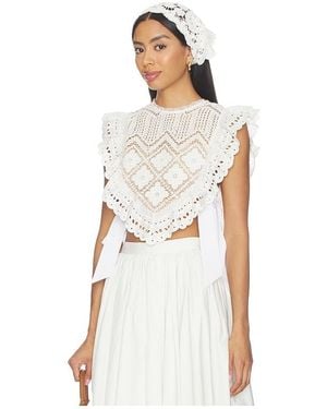 Self-Portrait Crochet Lace Crop Top - White