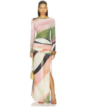 With Harper Lu Kleid Wrap Mesh Maxi - Mehrfarbig