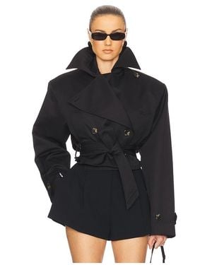 Helsa Oversized Cropped Trench - Black