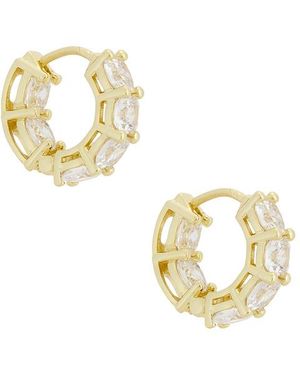 Shashi Cushion Cut Diamond Huggie Earrings - Metallic