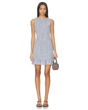 Onia Air Linen Smocked Boatneck Dress - Blue