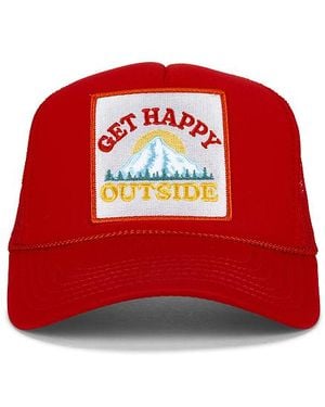 Friday Feelin Get Happy Outside Trucker Hat - Red
