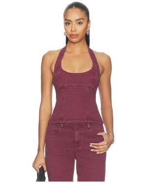 SOVERE Blaine Denim Bodice Top - Purple