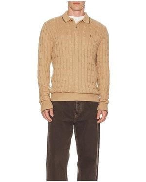 Polo Ralph Lauren 2 Button Placket Tipping Polo Sweater - Blue