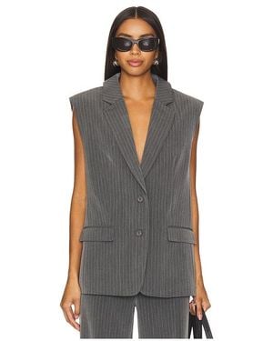Gestuz Structured Pinstripe Waistcoat Top - Black