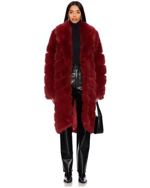 OW Collection Copenhagen Faux Fur Coat - Red