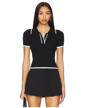ALL THE WAYS Katrina Knit Polo Top - Black