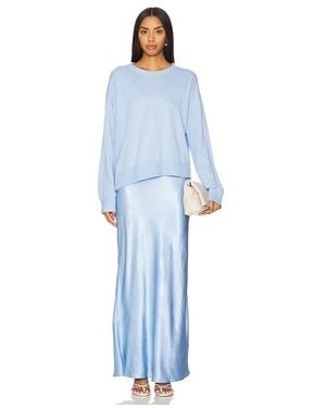 SOVERE Rhyme Combo Slip Knit Dress - Blue
