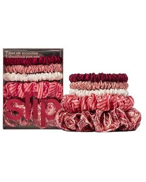 Slip Assorted Scrunchies Set Of 5 - レッド