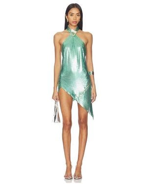 Poster Girl Metallic Chainmail Halter Buckle Dress - Blue
