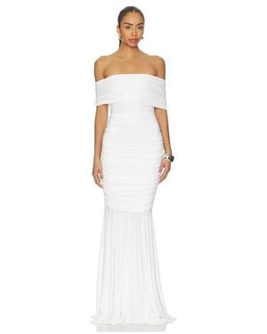 Norma Kamali Sleeveless Cowl Neck Side Shirred Fishtail Gown - White