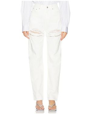 Area Crystal Fray Slit Jean En Color Blanco Talla (También En 25, 26, 27, 29)