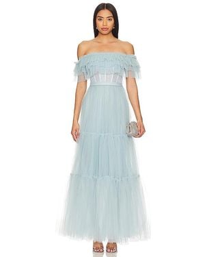BCBGMAXAZRIA Schulterfreies, Gestuftes Abendkleid - Blau
