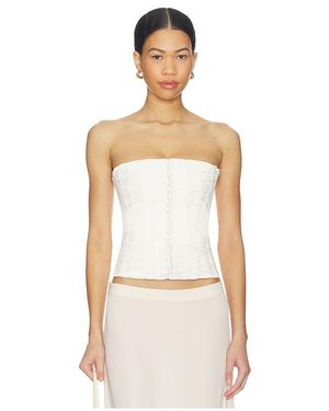 GUIZIO Lace Embellished Satin Corset - White