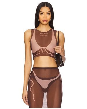 DI PETSA Tan Lines Mesh Crop Top - Orange