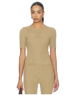 Fear Of God Signature Rib Knit Fitted Short Sleeve Tee - Natural