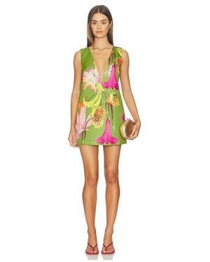 Muma World Floral Canopy V Neck Electra Dress - Green