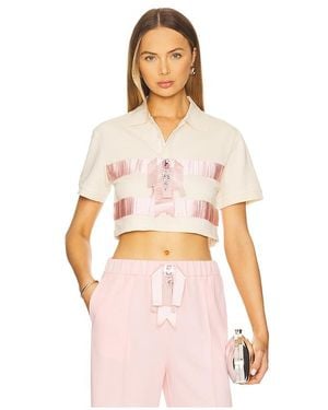 Area Crystal Bow Cropped Polo - Multicolor