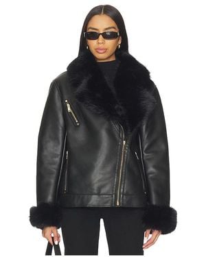 Generation Love Walt Faux Fur Shearling Moto Jacket - Black