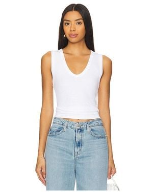 Enza Costa Textured Rib Sleeveless U - White