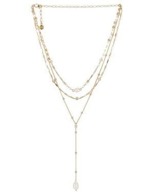Ettika Forever Pearl 18K Plated Multi-Chain Choker - Blue