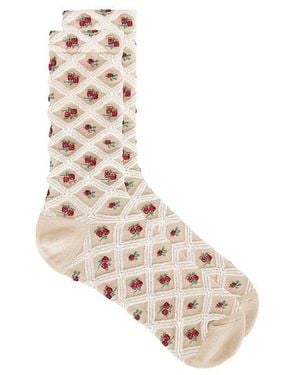 Free People Floral Jaquard Trouser Socks - White