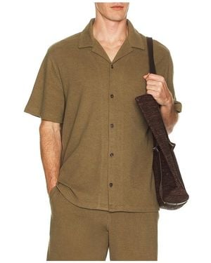 Vince Boucle Cabana Short Sleeve Shirt - Brown