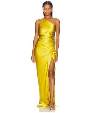 The Sei Asymmetrical Gathered Wrap Gown - Yellow