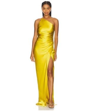 The Sei Asymmetrical Gathered Wrap Gown - Yellow