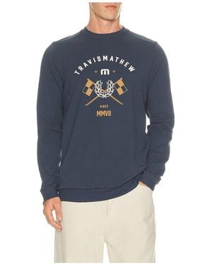 Travis Mathew Travis Mathew Varsity Club Crew Sweatshirt - Blue
