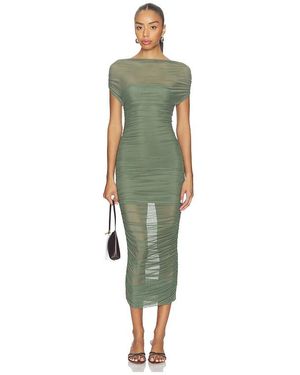 SER.O.YA Noel Off Shoulder Mesh Midi Dress - Green