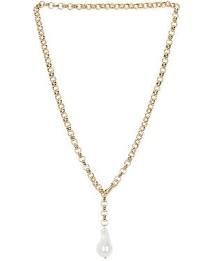 BaubleBar Taegan Pearl Lariat Necklace - Metallic