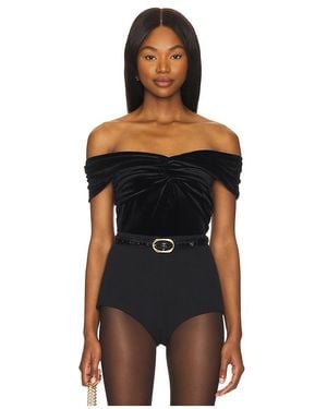 GOOD AMERICAN Velvet Off Shoulder Top - Black