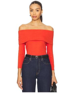 Nation Los Angeles Alexi Off The Shoulder T-Shirt - Red