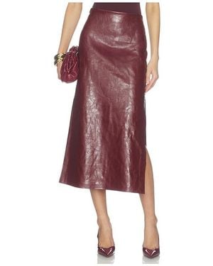 Alice + Olivia Maeve Faux Leather Slip Skirt With Slit - Red