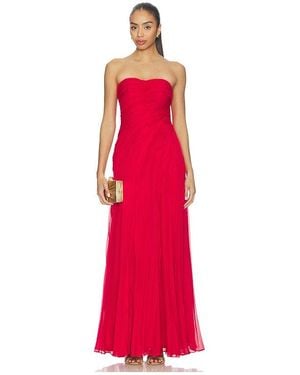AMUR Elea Asymmetrical Pleated Gown - Red