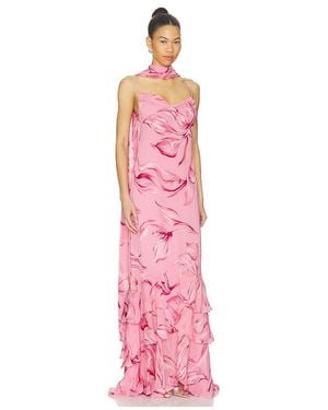 Rococo Sand Cowl Maxi Dress With Sash - Pink