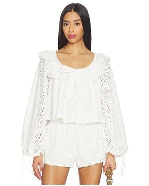 For Love & Lemons Willa Eyelet Top - White