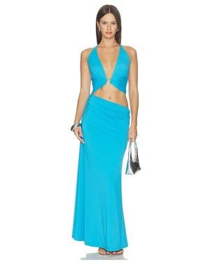 Runaway the Label Lumia Halter Cutout Maxi Dress - Blue
