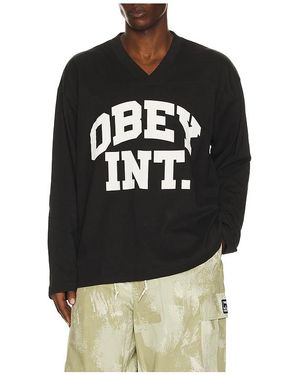 Obey Long フットボールジャージー - ブラック