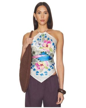 VERANDAH Hydrangea Crystal Scarf Blouse - Blau