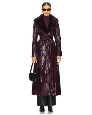 Kim Shui Bordeaux Faux Fur Collar Coat - Purple