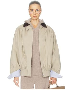Helsa The Shirred Bomber Jacket With Corduroy Collar - Natural