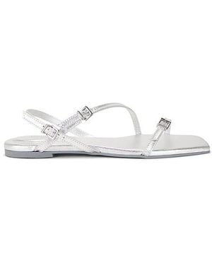Jonathan Simkhai Carey Metallic Strappy Flat Sandal - White