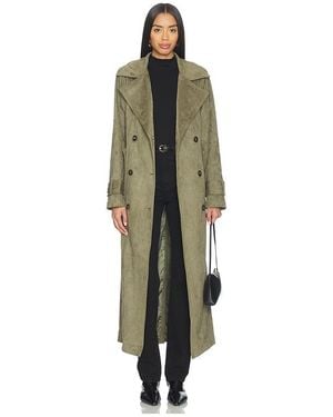 SNDY'S Sutton Faux Suede Trench Coat - Green