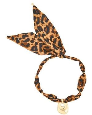 Ettika Leopard Scarf Necklace - White