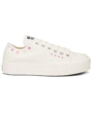 Converse Chuck Taylor All Star Lift Floral Embroidery Low Top Trainer - White