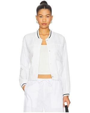 Central Park West Alina Varsity Stripe Bomber - White